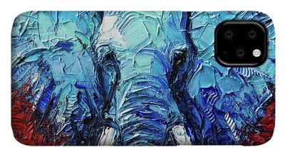Blue Elephant palette knife abstract oil painting